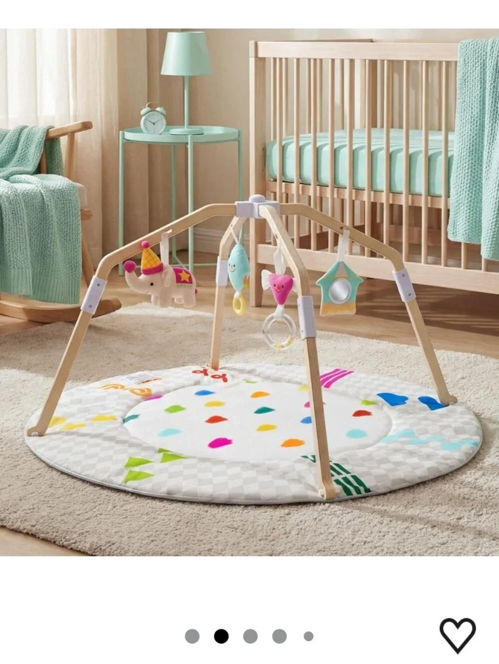 Circus-Themed Baby Play Gym, 2-Sided High-Contrast Tummy Time Mat